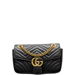 Gucci Diamante Small GG Marmont Calfskin Black