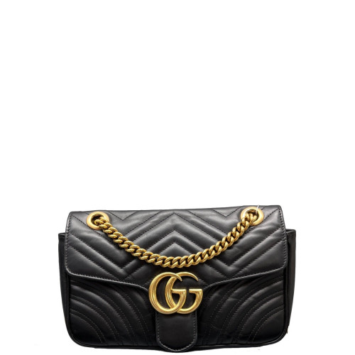 Gucci Diamante Small GG Marmont Calfskin Black