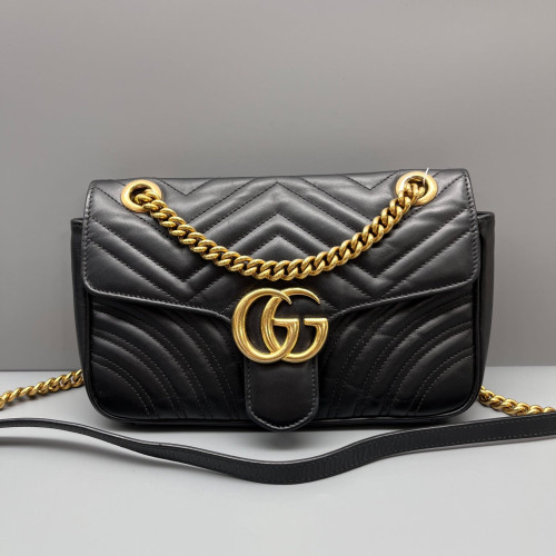 Gucci Diamante Small GG Marmont Calfskin Black