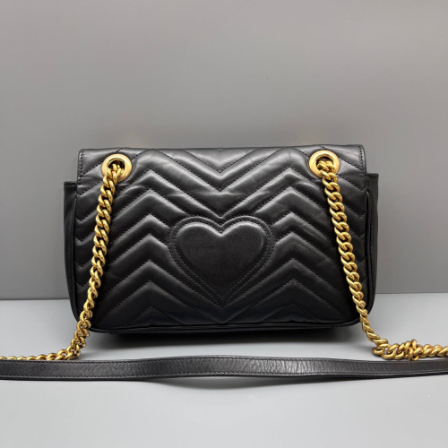 Gucci Diamante Small GG Marmont Calfskin Black