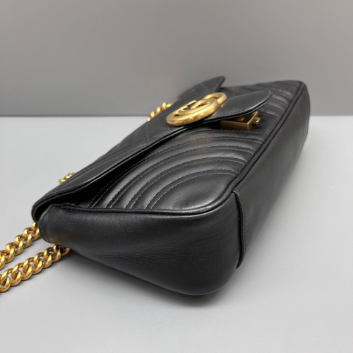 Gucci Diamante Small GG Marmont Calfskin Black