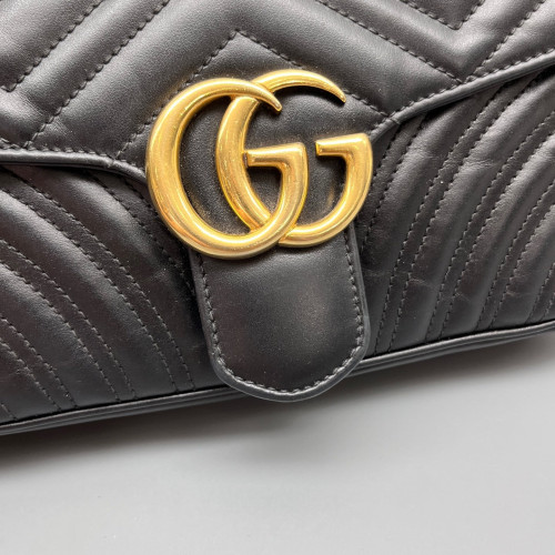 Gucci Diamante Small GG Marmont Calfskin Black