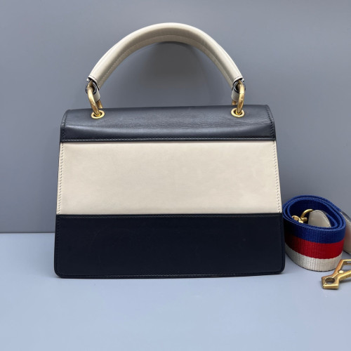 Gucci Queen Margaret Broadway Shoulder Bag Calfskin Black White