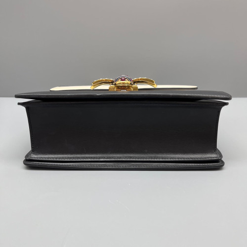 Gucci Queen Margaret Broadway Shoulder Bag Calfskin Black White