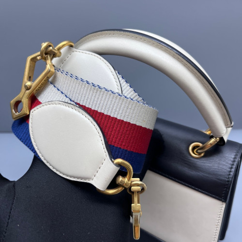 Gucci Queen Margaret Broadway Shoulder Bag Calfskin Black White