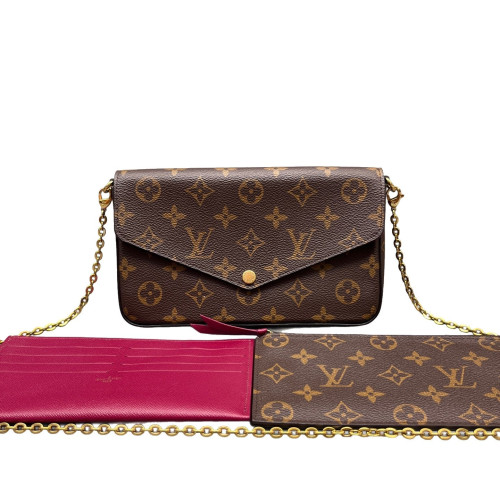 Louis Vuitton Pochette Felicie Chain Wallet Monogram Brown