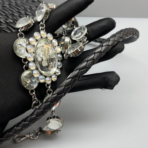 Miu Miu Strass Matelasse Crystal Flap Clutch Crumpled Lambskin Black