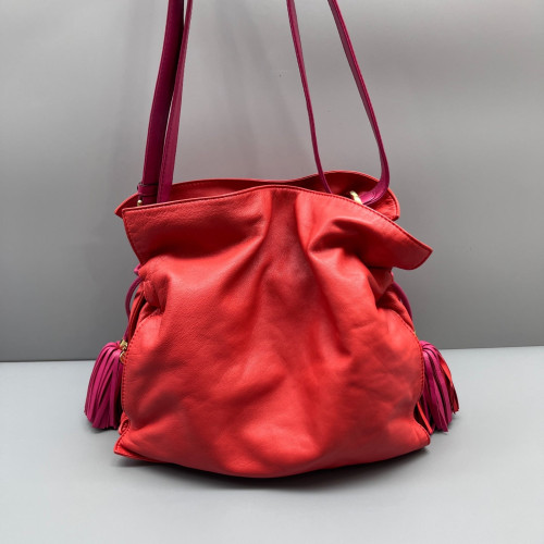 Loewe Flamenco Knot Clutch Nappa Red Magenta