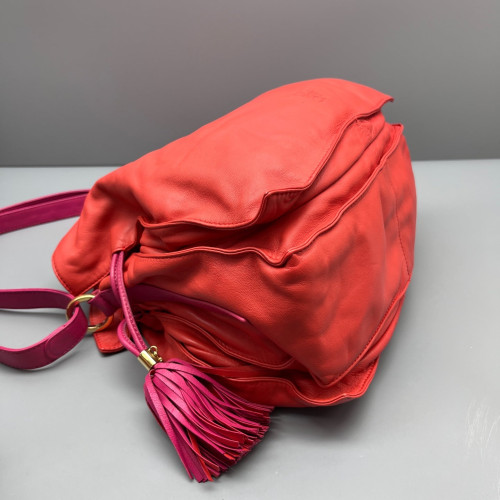 Loewe Flamenco Knot Clutch Nappa Red Magenta