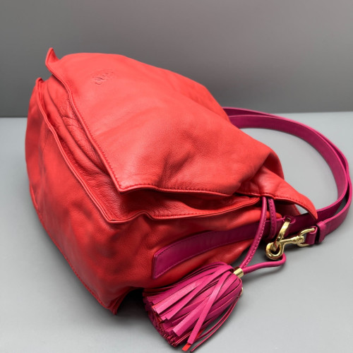 Loewe Flamenco Knot Clutch Nappa Red Magenta