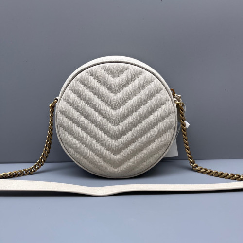 Yves Saint Laurent Vinyle Round Camera Bag Caviar White Yves Saint Laurent Vinyle Round Camera Bag Caviar White
