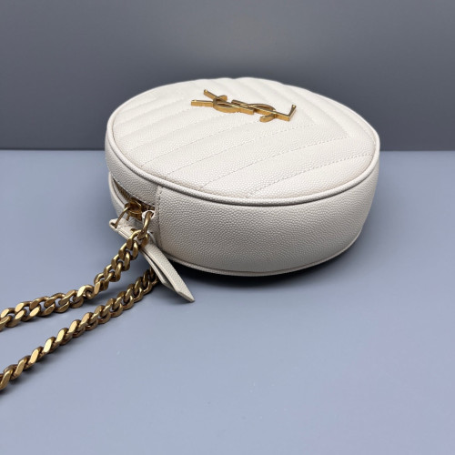 Yves Saint Laurent Vinyle Round Camera Bag Caviar White Yves Saint Laurent Vinyle Round Camera Bag Caviar White