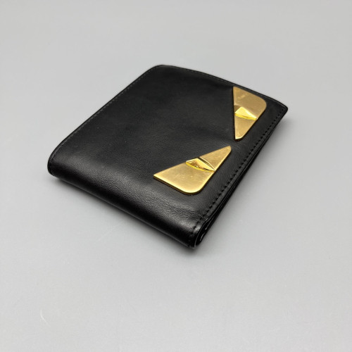 Fendi Compact Wallet Calfskin Black