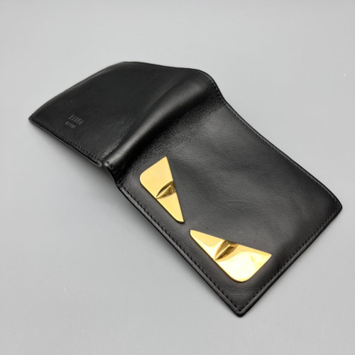 Fendi Compact Wallet Calfskin Black