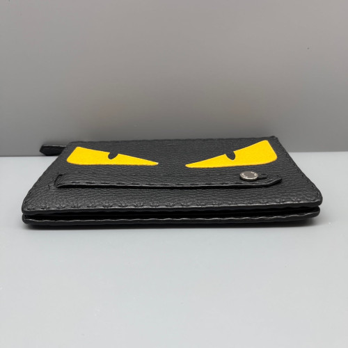 Fendi Clutch Grained Calfskin Black Yellow