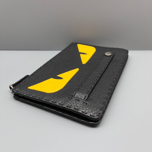 Fendi Clutch Grained Calfskin Black Yellow