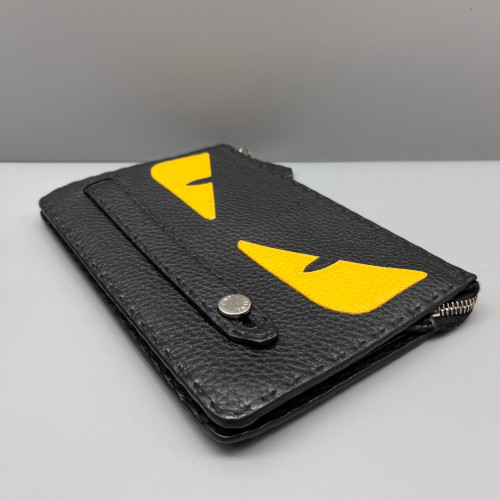 Fendi Clutch Grained Calfskin Black Yellow