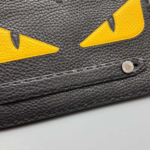 Fendi Clutch Grained Calfskin Black Yellow