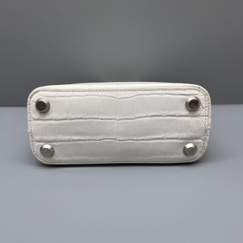 Balenciaga Dome Calfskin Crocodile Embossed White