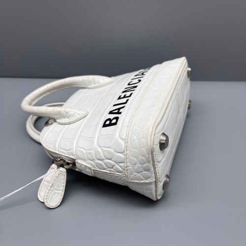 Balenciaga Dome Calfskin Crocodile Embossed White