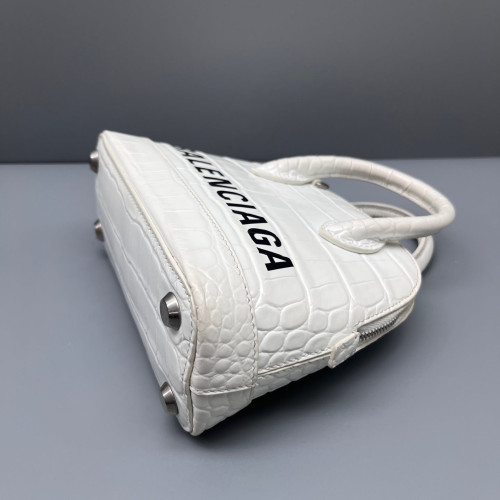 Balenciaga Dome Calfskin Crocodile Embossed White