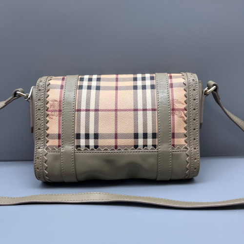 Burberry Crossbody Bag Calfskin Haymarket Check Beige Grey Black
