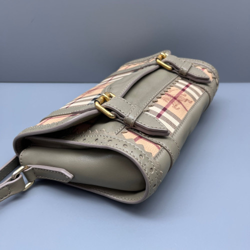 Burberry Crossbody Bag Calfskin Haymarket Check Beige Grey Black