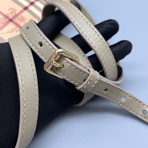 Burberry Crossbody Bag Calfskin Haymarket Check Beige Grey Black