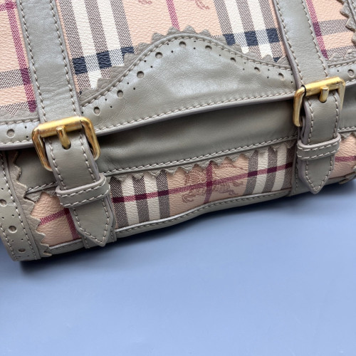 Burberry Crossbody Bag Calfskin Haymarket Check Beige Grey Black