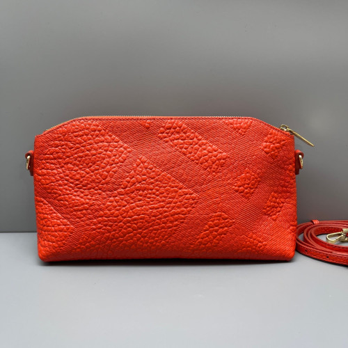 Burberry Crossbody Bag Calfskin Red Orange