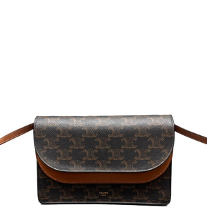Celine Wallet On Strap Triomphe Brown Black