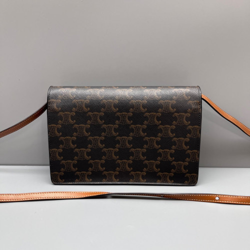 Celine Wallet On Strap Triomphe Brown Black
