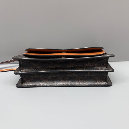 Celine Wallet On Strap Triomphe Brown Black