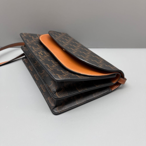 Celine Wallet On Strap Triomphe Brown Black