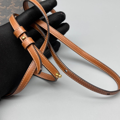 Celine Wallet On Strap Triomphe Brown Black