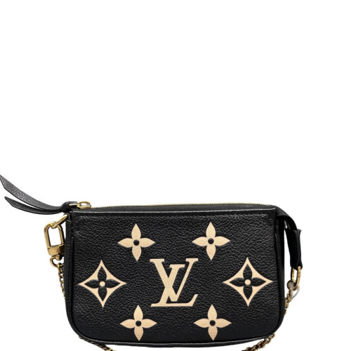 Louis Vuitton Mini Pochette Accessories Monogram Empreinte Black Beige