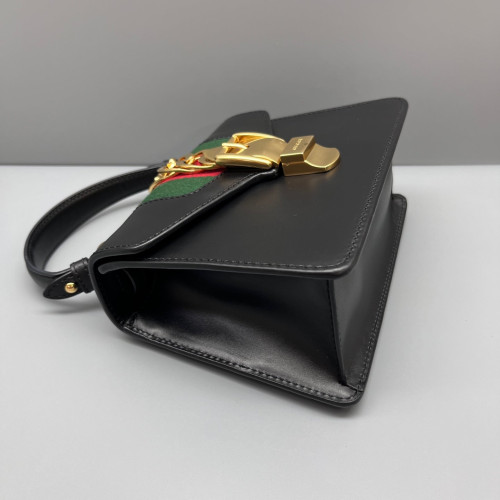 Gucci Mini Sylvie Top Handle Calfskin Black Green Red