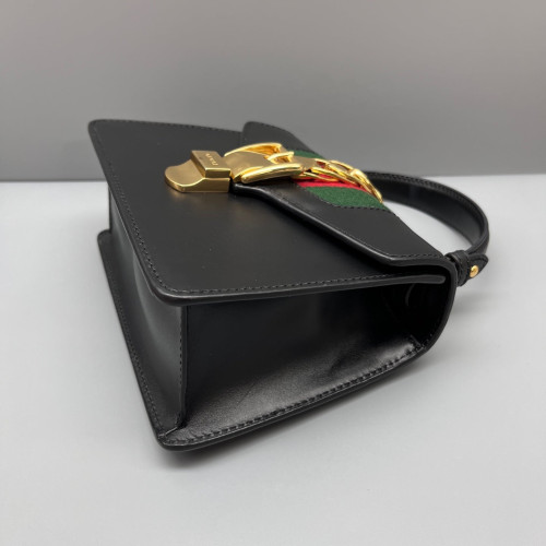 Gucci Mini Sylvie Top Handle Calfskin Black Green Red