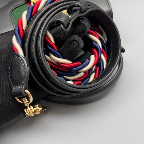 Gucci Mini Sylvie Top Handle Calfskin Black Green Red