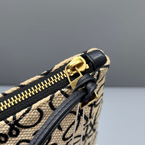 Loewe Embroidered Clutch Anagram Calfskin Beige Black Blue