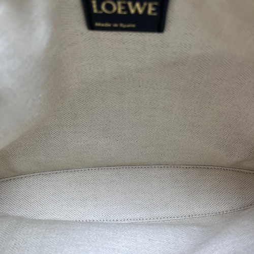 Loewe Embroidered Clutch Anagram Calfskin Beige Black Blue