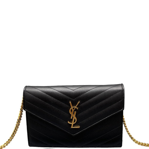 Yves Saint Laurent Small Envelope Chain Wallet Caviar Black Yves Saint Laurent Small Envelope Chain Wallet Caviar Black