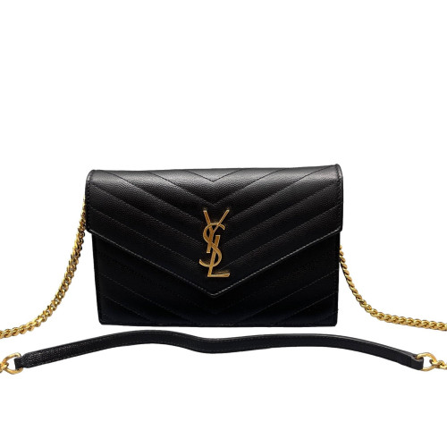 Yves Saint Laurent Small Envelope Chain Wallet Caviar Black Yves Saint Laurent Small Envelope Chain Wallet Caviar Black