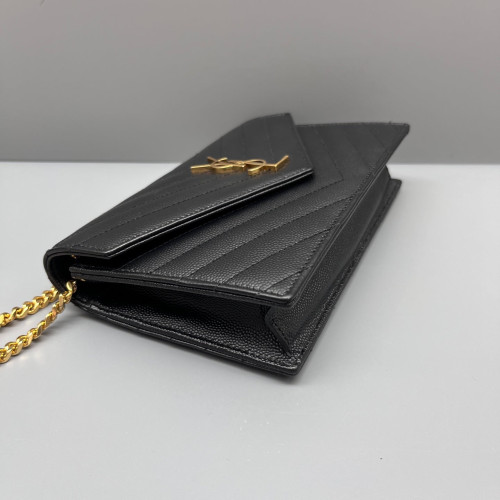 Yves Saint Laurent Small Envelope Chain Wallet Caviar Black Yves Saint Laurent Small Envelope Chain Wallet Caviar Black