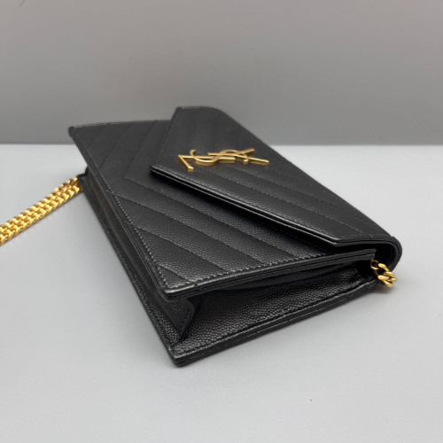 Yves Saint Laurent Small Envelope Chain Wallet Caviar Black Yves Saint Laurent Small Envelope Chain Wallet Caviar Black