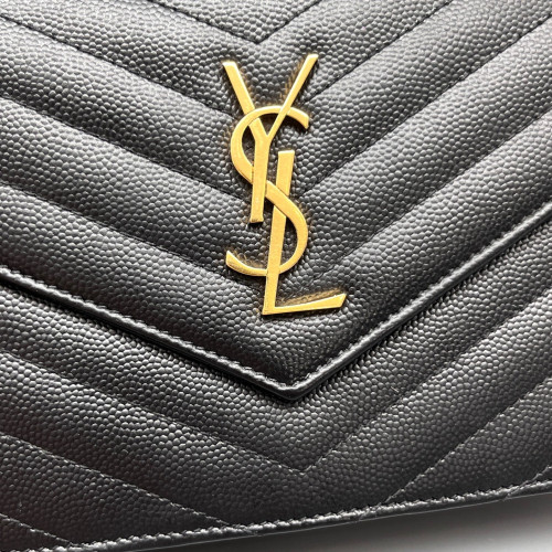 Yves Saint Laurent Small Envelope Chain Wallet Caviar Black Yves Saint Laurent Small Envelope Chain Wallet Caviar Black