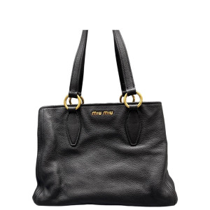 Miu Miu Tote Bag Grained Calfskin Black