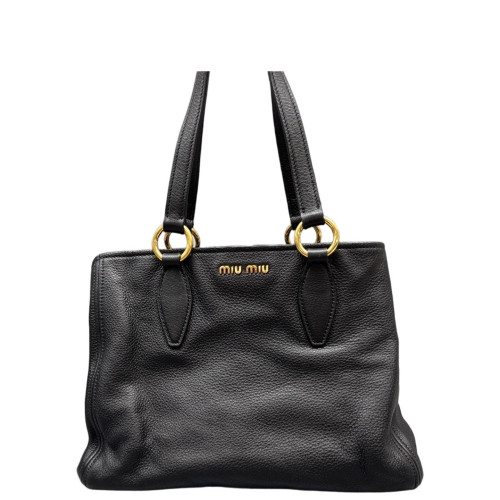 Miu Miu Tote Bag Grained Calfskin Black