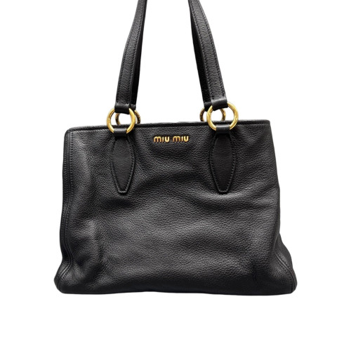 Miu Miu Tote Bag Grained Calfskin Black
