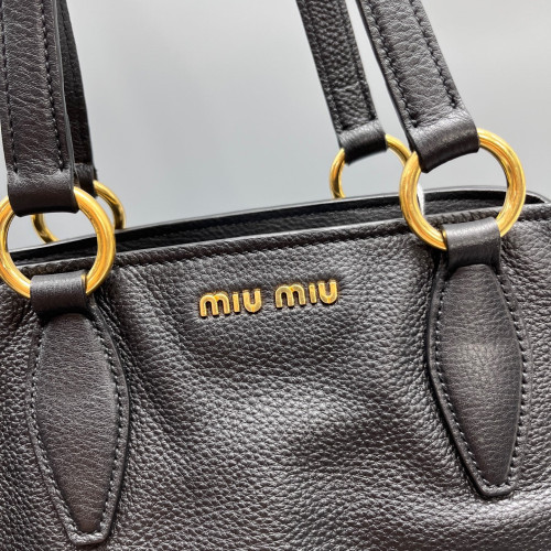 Miu Miu Tote Bag Grained Calfskin Black